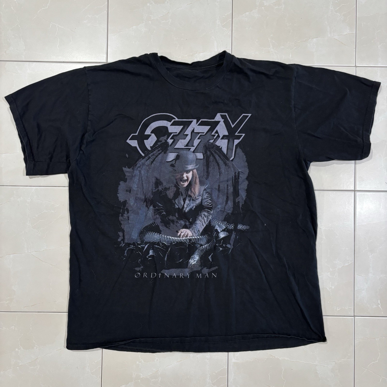 Vintage Ozzy Osbourne Ordinary Man Band T Shirt Men's Xl Black Faded Y2k Rock